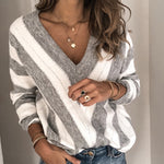 Cozy Striped V-Neck Pullover