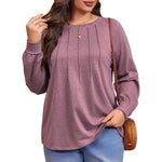 Basic Cotton Crew Neck Blouse - Casual Top