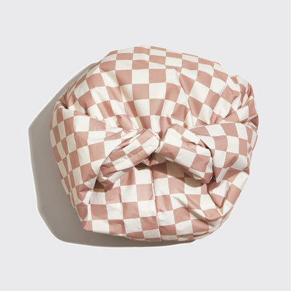 Terracotta Checker Satin Shower Cap