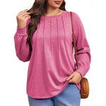 Basic Cotton Crew Neck Blouse - Casual Top