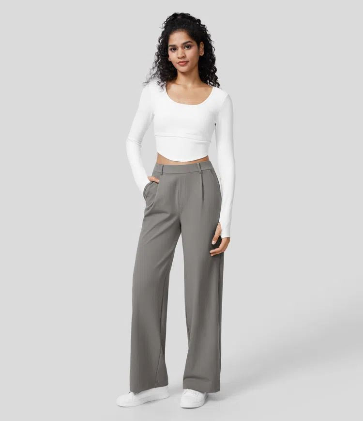 High-Waisted Body Sculpt Wide-Leg Work Pants